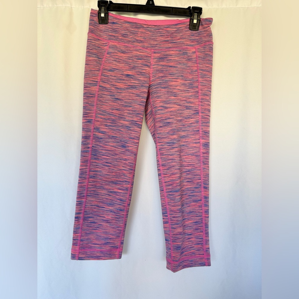 Lilly Pulitzer pink and blue striped ankle crop workout athletic leggings